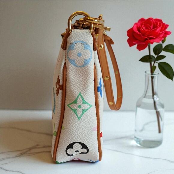 Authentic Louis Vuitton Pochette Multicolor Murakami Top Handle Bag MSRP: $2,700 - Picture 10 of 13